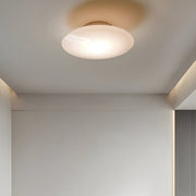 White Glass LED Flush Mount Ceiling Light - Modern Minimalist