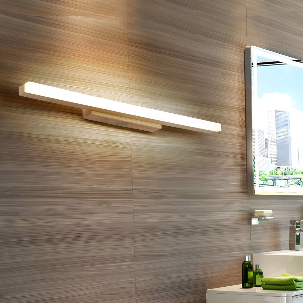 Modern Wooden LED Vanity Light Rectangular Bathroom Wall Mount