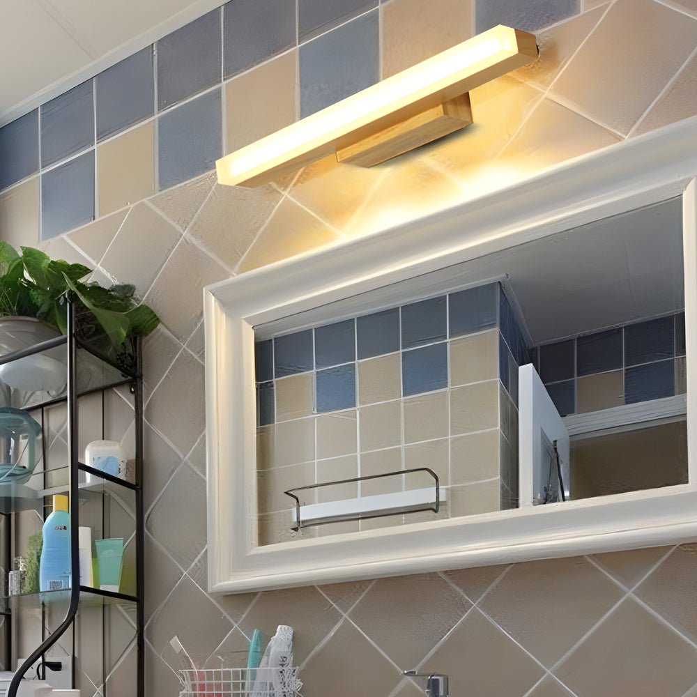 Modern Wooden LED Vanity Light Rectangular Bathroom Wall Mount
