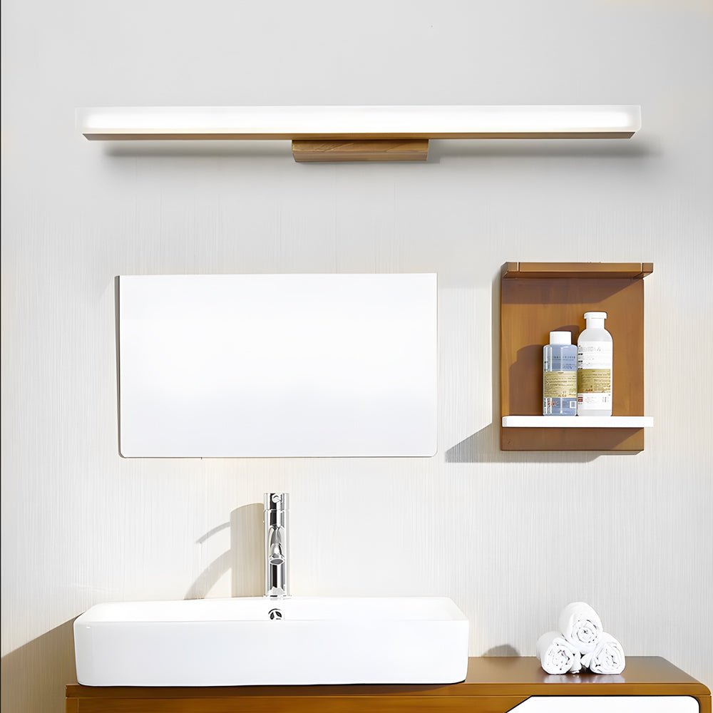 Modern Wooden LED Vanity Light Rectangular Bathroom Wall Mount