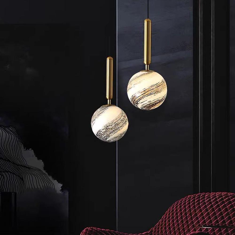 Distressed Globe Pendant Light Metal Acrylic Ceiling Fixture