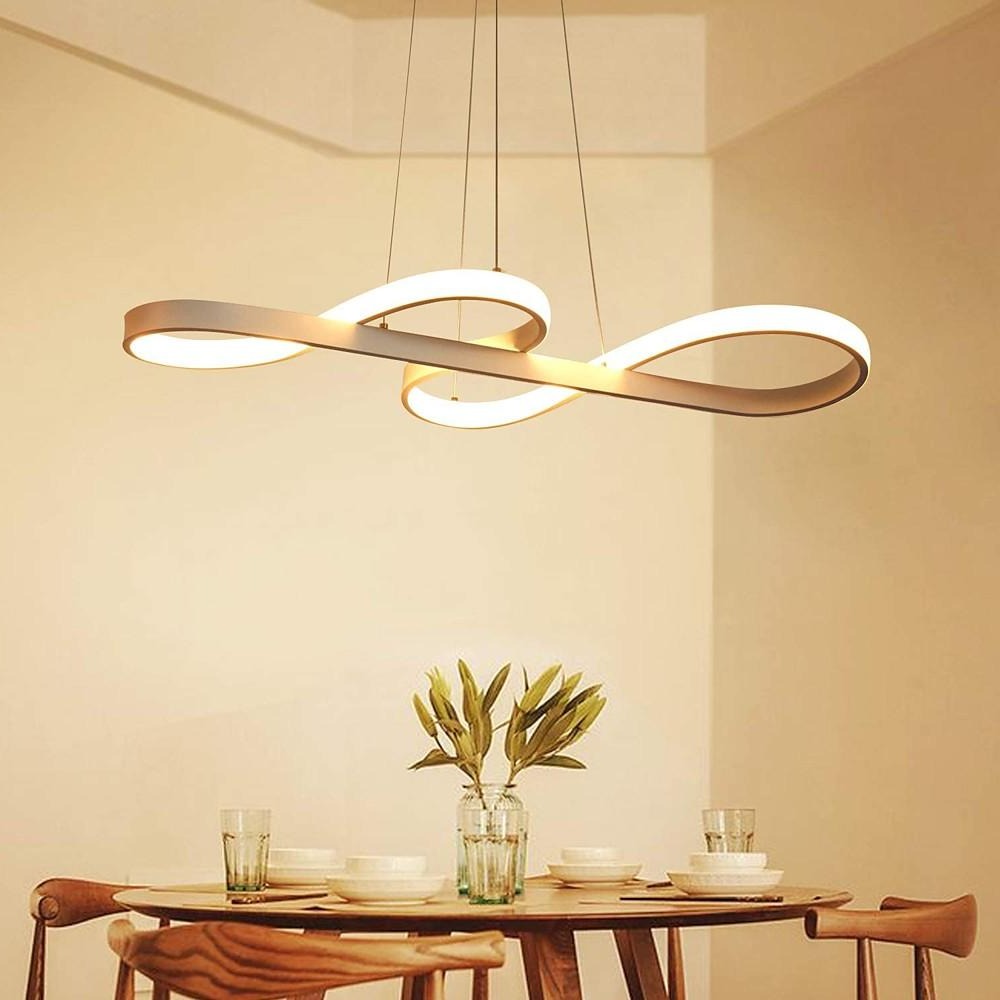 Modern Geometric LED Pendant Light - Aluminum Wave Design