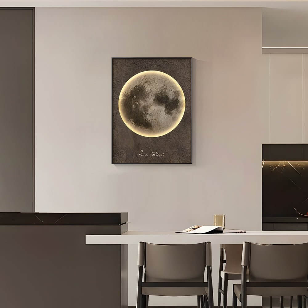 Modern Moon Landscape LED Wall Art with Electric Meter Box Cover