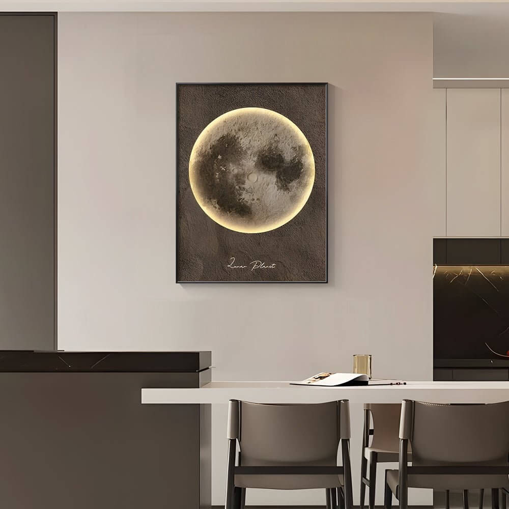 Modern Moon Landscape LED Wall Art with Electric Meter Box Cover