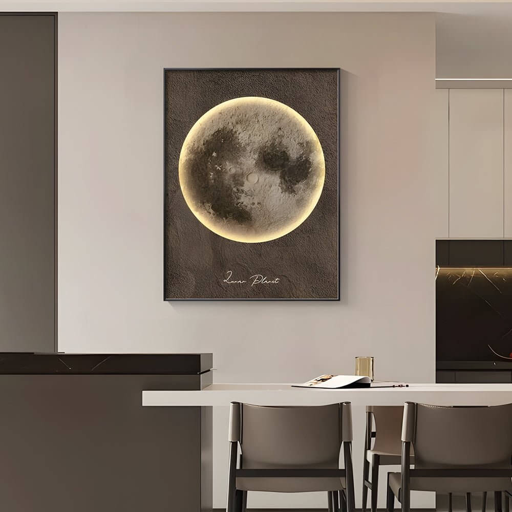 Modern Moon Landscape LED Wall Art with Electric Meter Box Cover