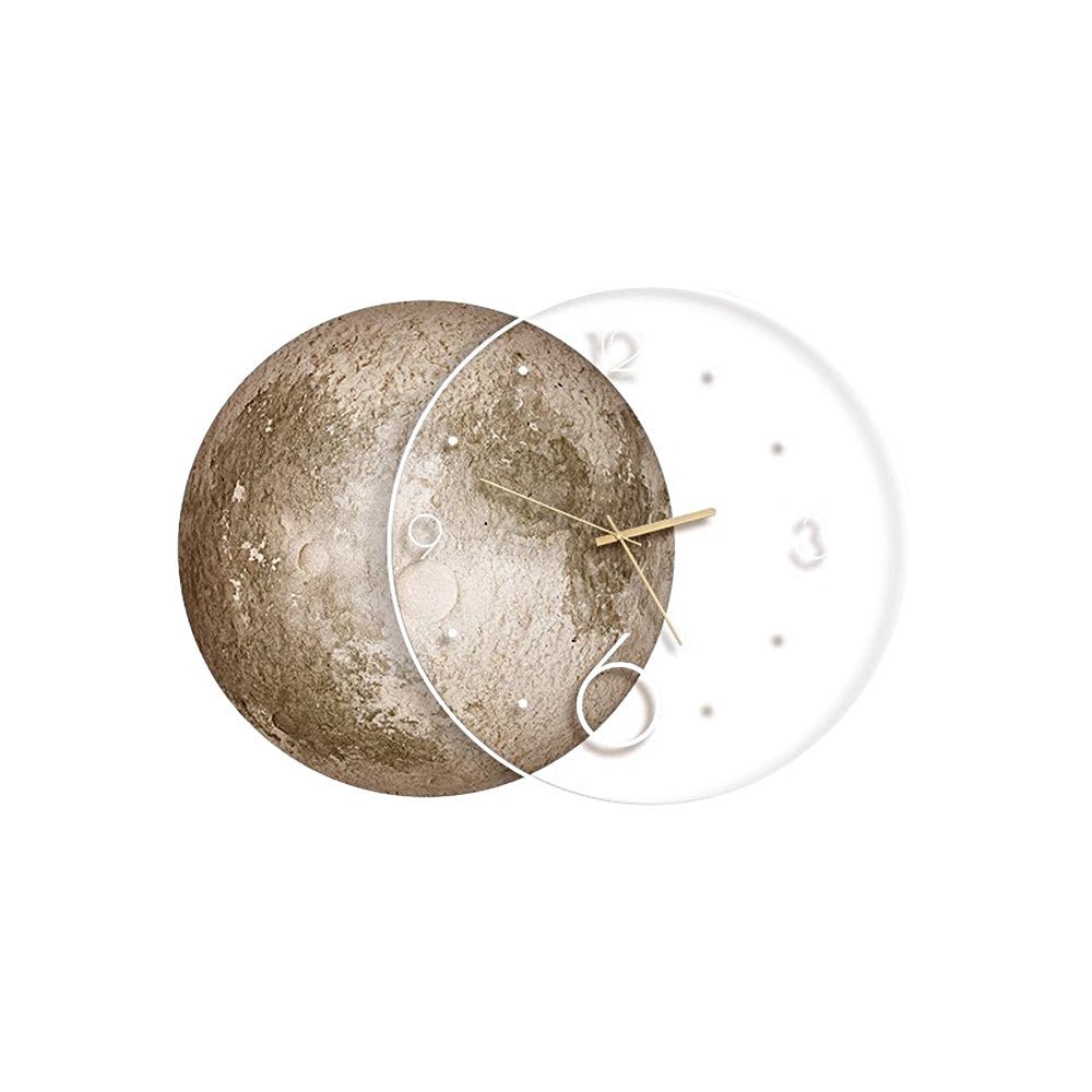 Modern Moon Lunar Wall Clock with LED Backlight Acrylic Art