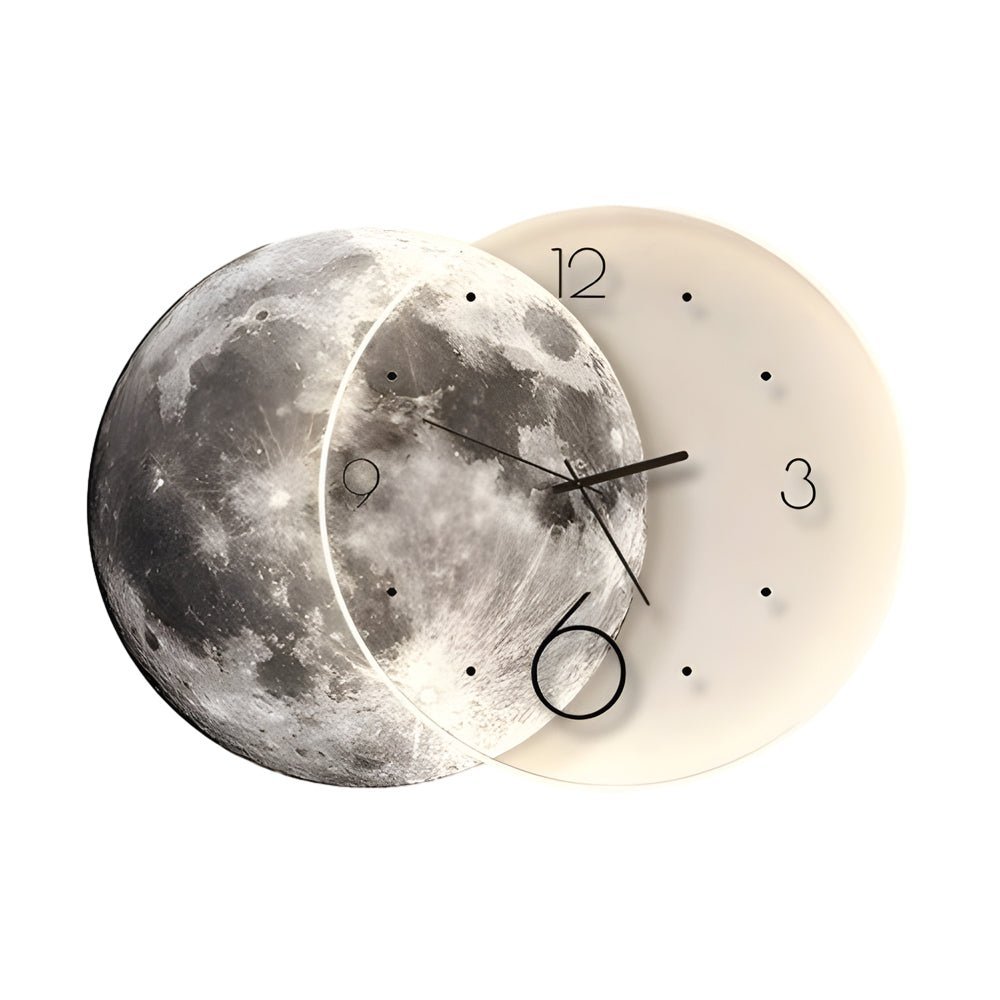 Modern Moon Lunar Wall Clock with LED Backlight Acrylic Art