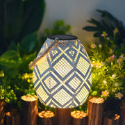 Moroccan Solar LED Outdoor Lantern with Hemp Rope Shade