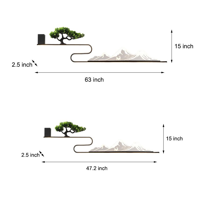 Mountain Scenery Solar LED Outdoor Wall Light with Pine Tree Design