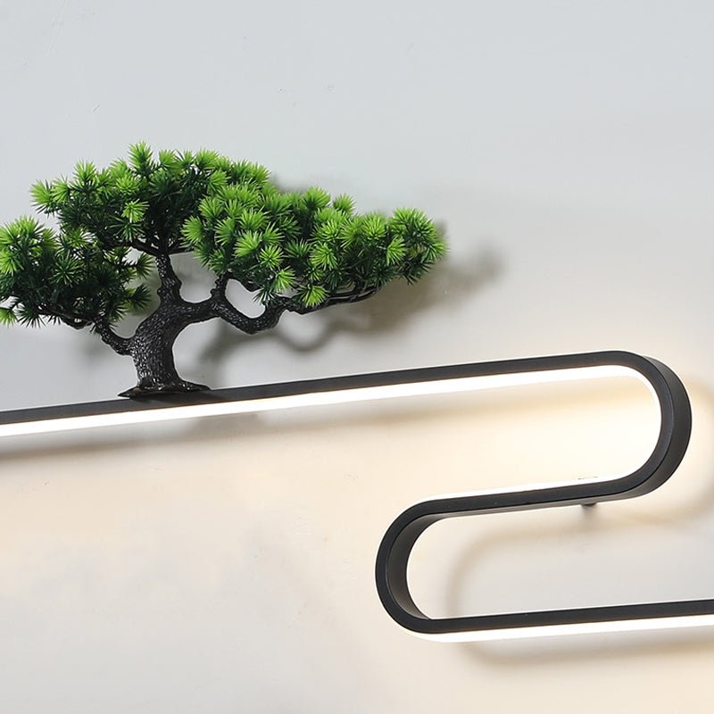 Mountain Scenery Solar LED Outdoor Wall Light with Pine Tree Design