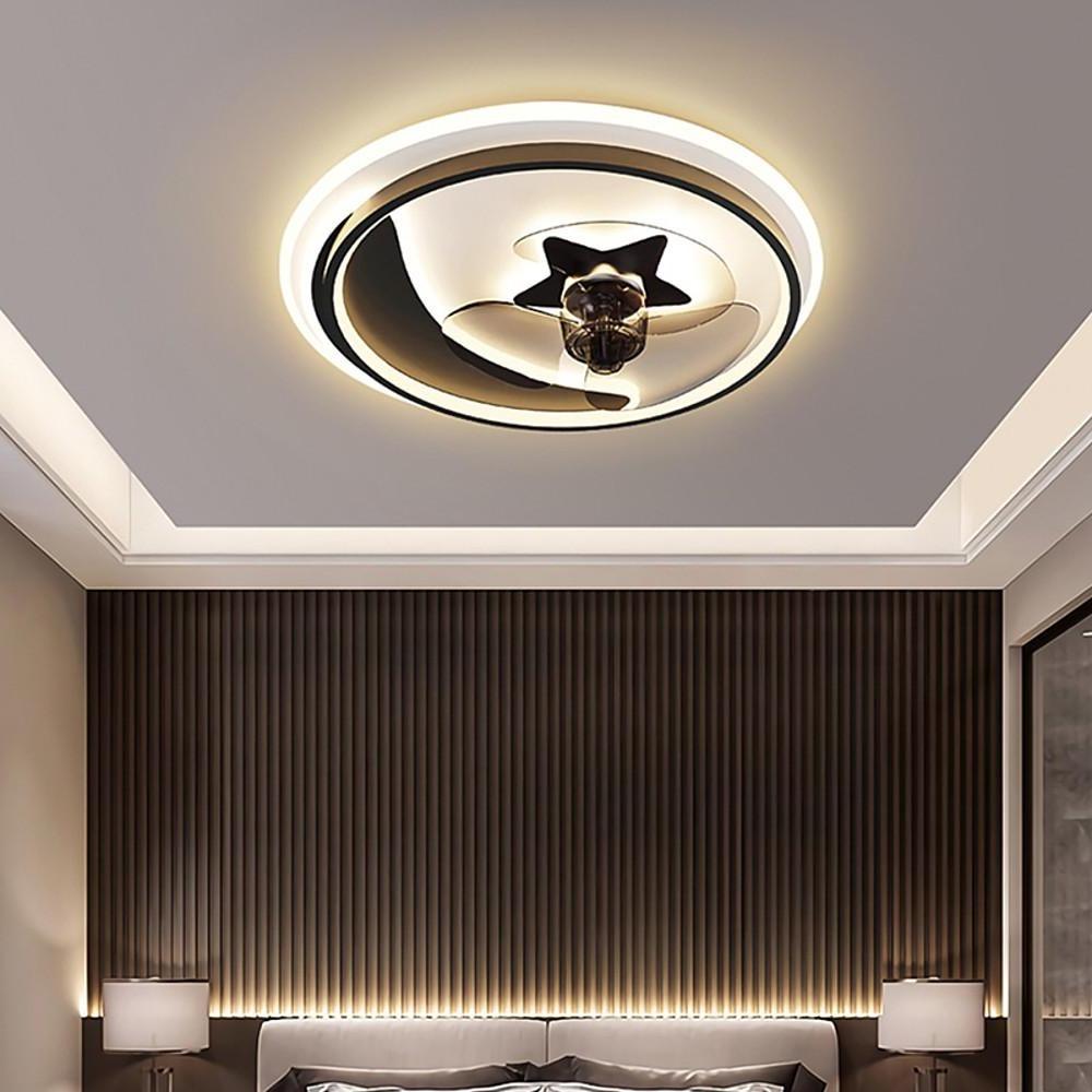 Multi Circle Dimmable LED Flush Mount Ceiling Fan with Light