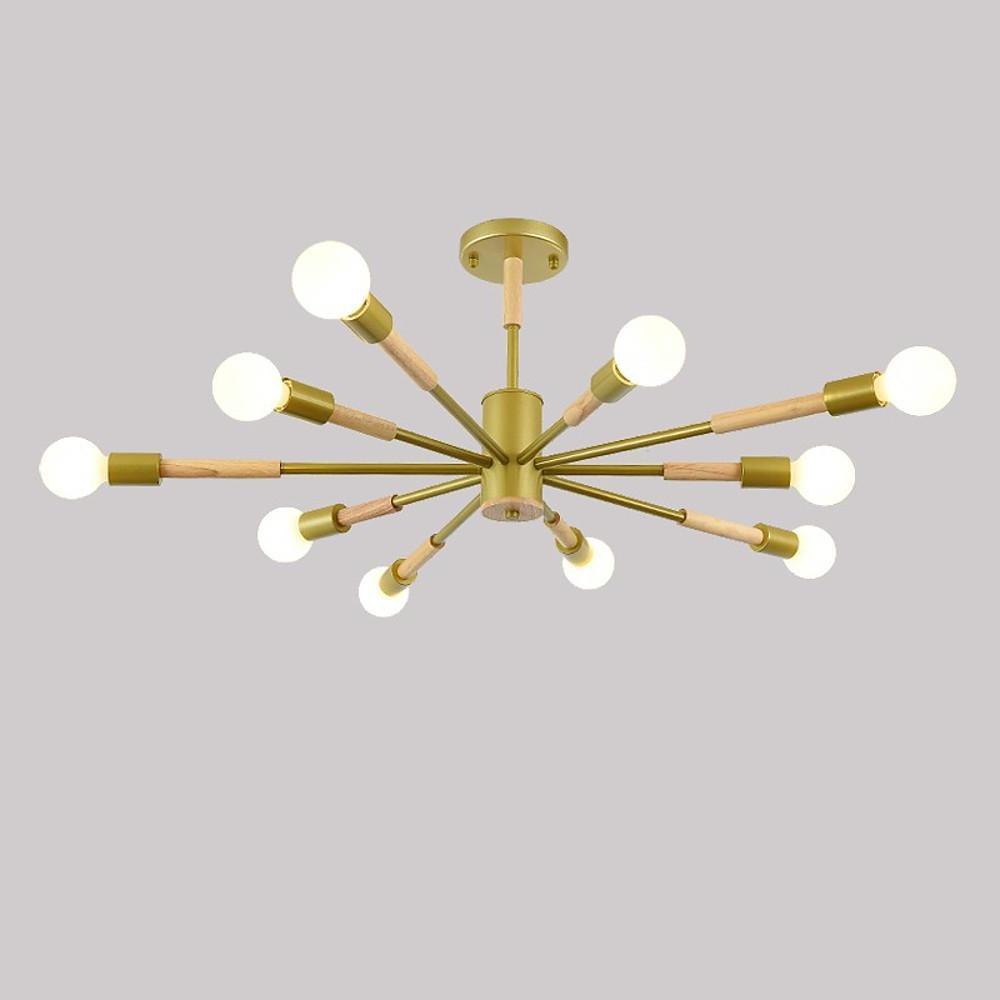 10-Light Nordic Flush Mount Ceiling Chandelier - Metal Finish