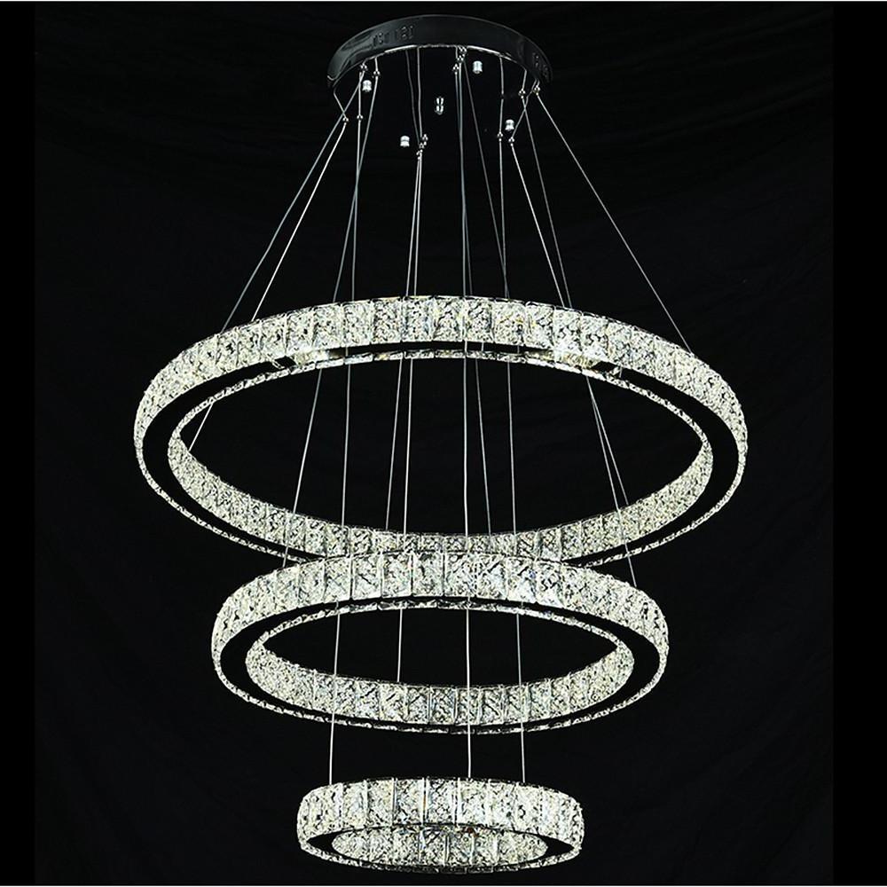 Modern Geometric Circle Crystal Chandelier LED Ceiling Light