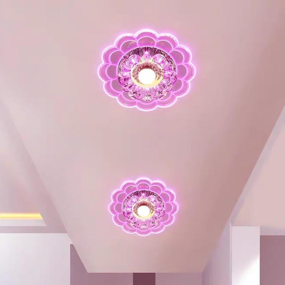Floral Crystal Flush Mount LED Ceiling Light for Kids & Entryway