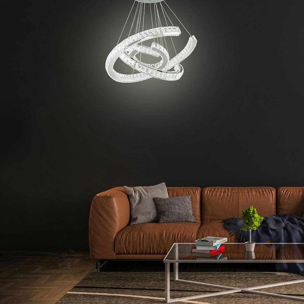 Wave Crystal Chandelier with Stainless Steel Finish - 3-Light LED