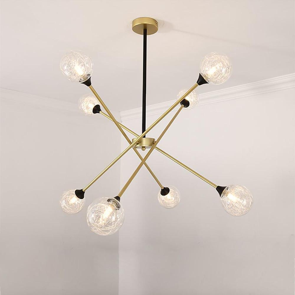 Modern Glass Sputnik Chandelier with Metal Frame