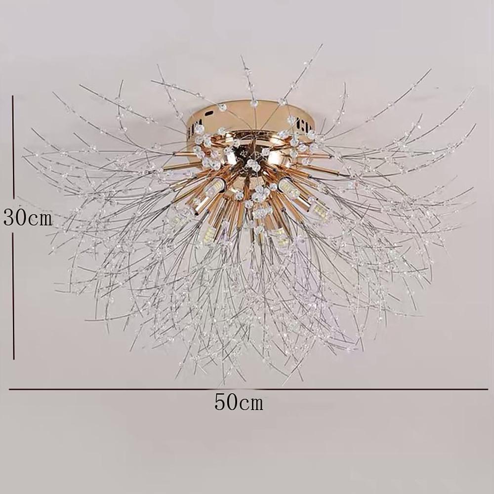 Crystal Metal Flush Mount Ceiling Light 6-Light Traditional