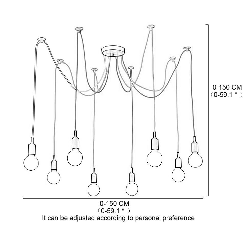 10-Light Adjustable Spider Pendant Light Industrial Metal Chandelier