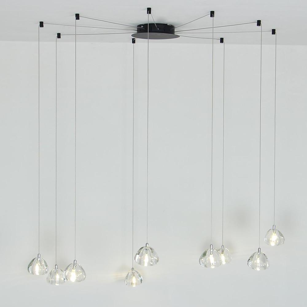 Contemporary Raindrop Crystal Chandelier with Metal Frame – 9-Light