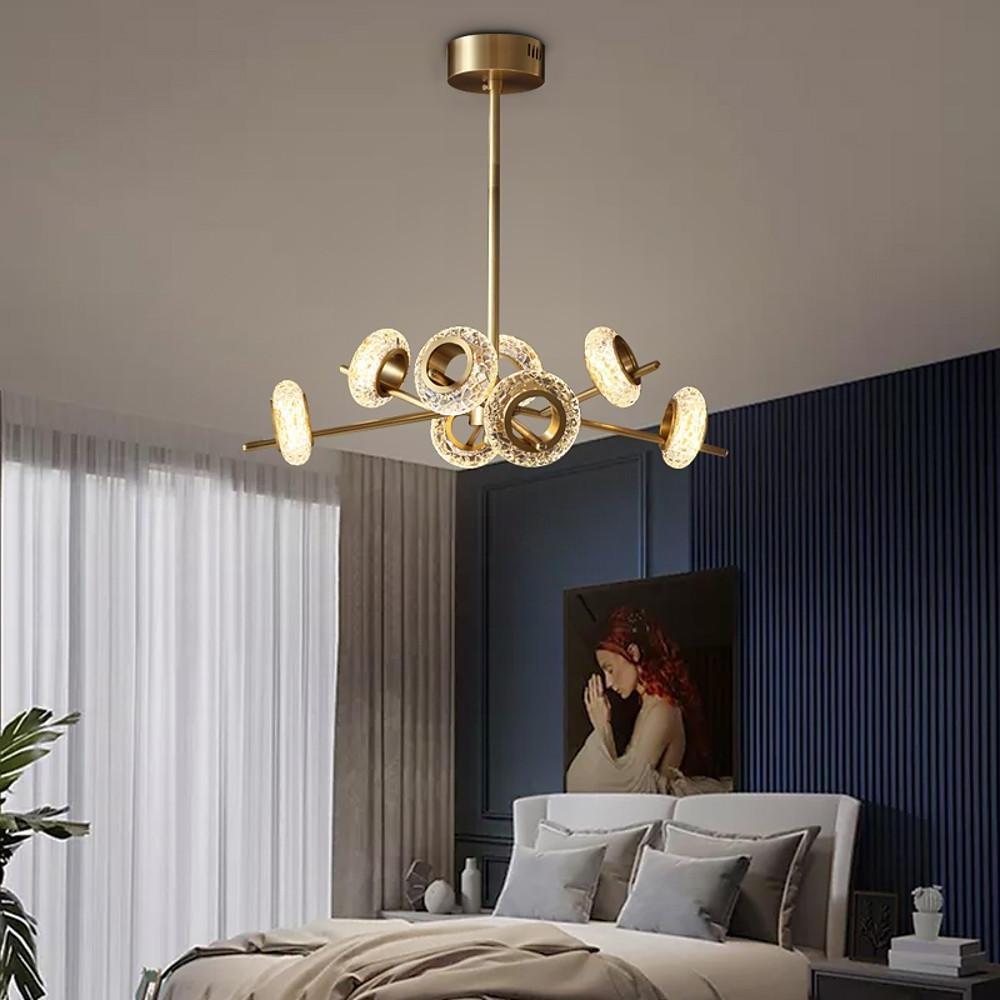 Modern Sputnik Chandelier with Copper Finish and Glass Shades