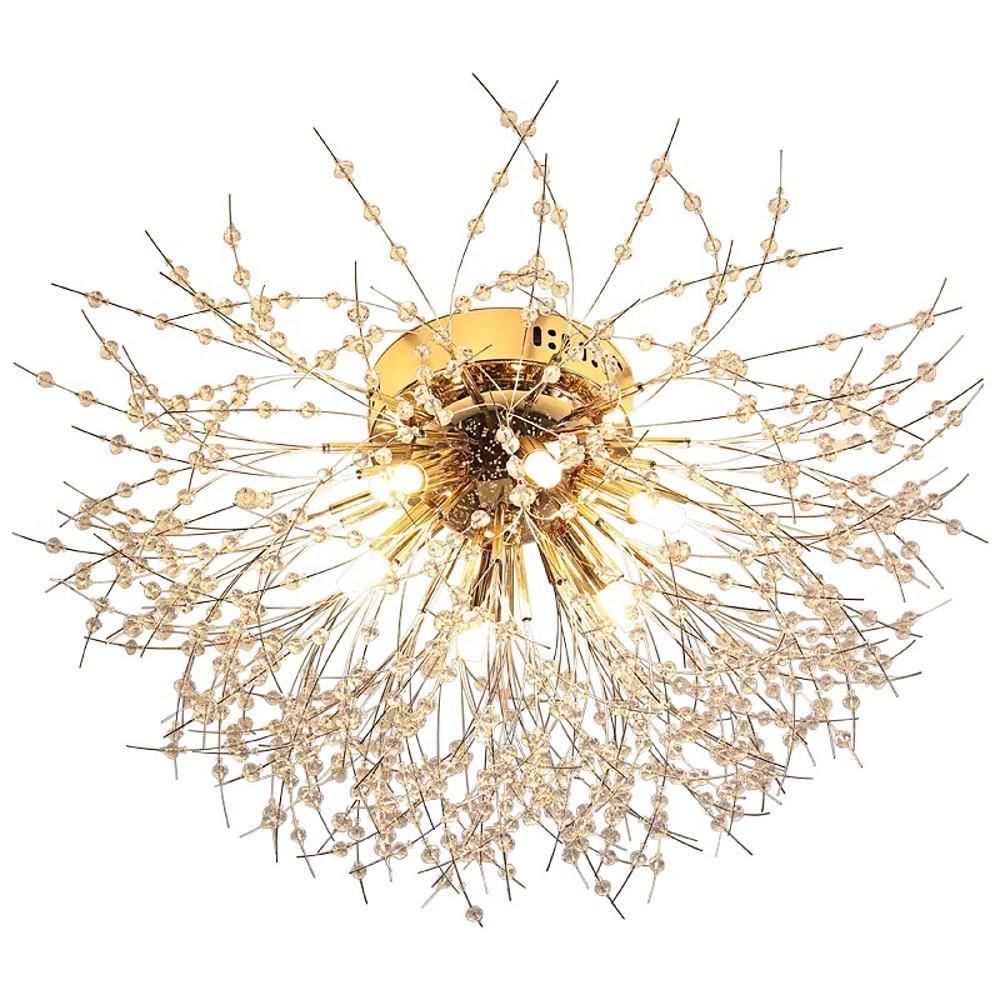 Crystal Metal Flush Mount Ceiling Light 6-Light Traditional