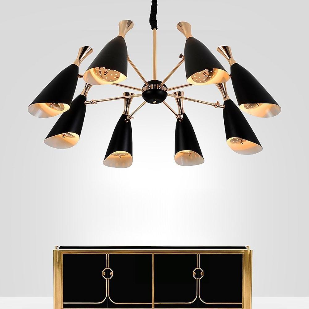 8-Light Nordic Chandelier – Electroplated Metal Candle Style