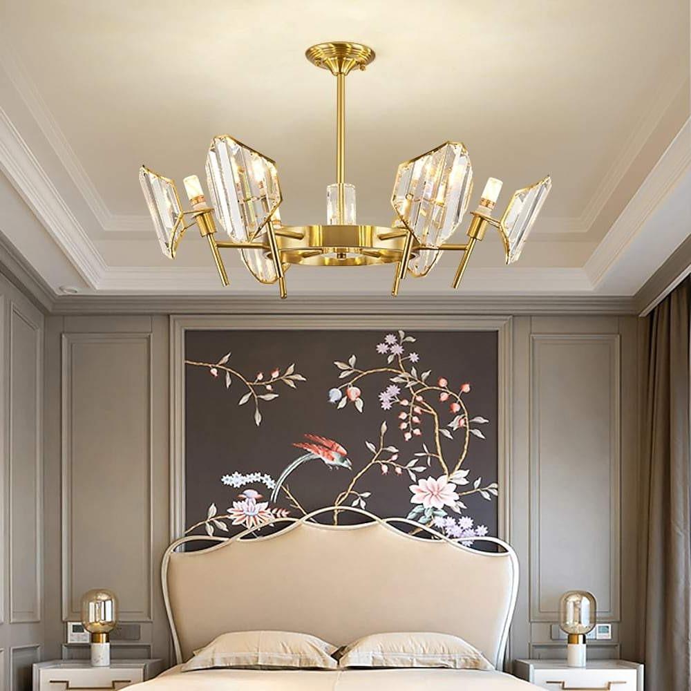 Crystal Ring Chandelier – Gold Metal Frame Luxury Ceiling Light