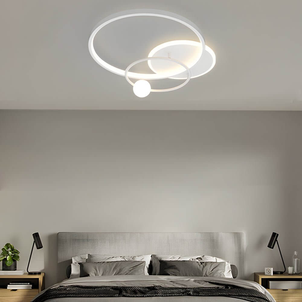 Modern Geometric LED Flush Mount Ceiling Light - 3 Rings