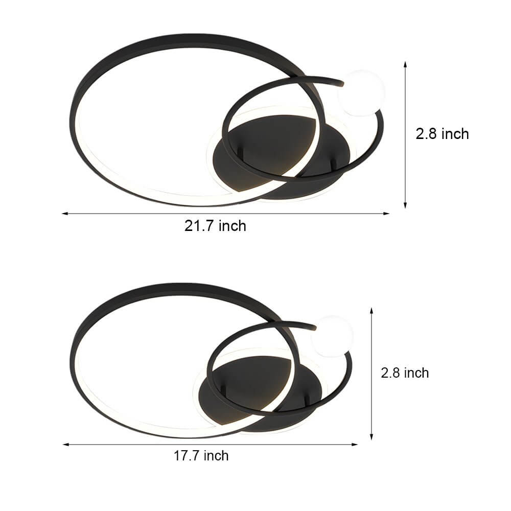 Modern Geometric LED Flush Mount Ceiling Light - 3 Rings