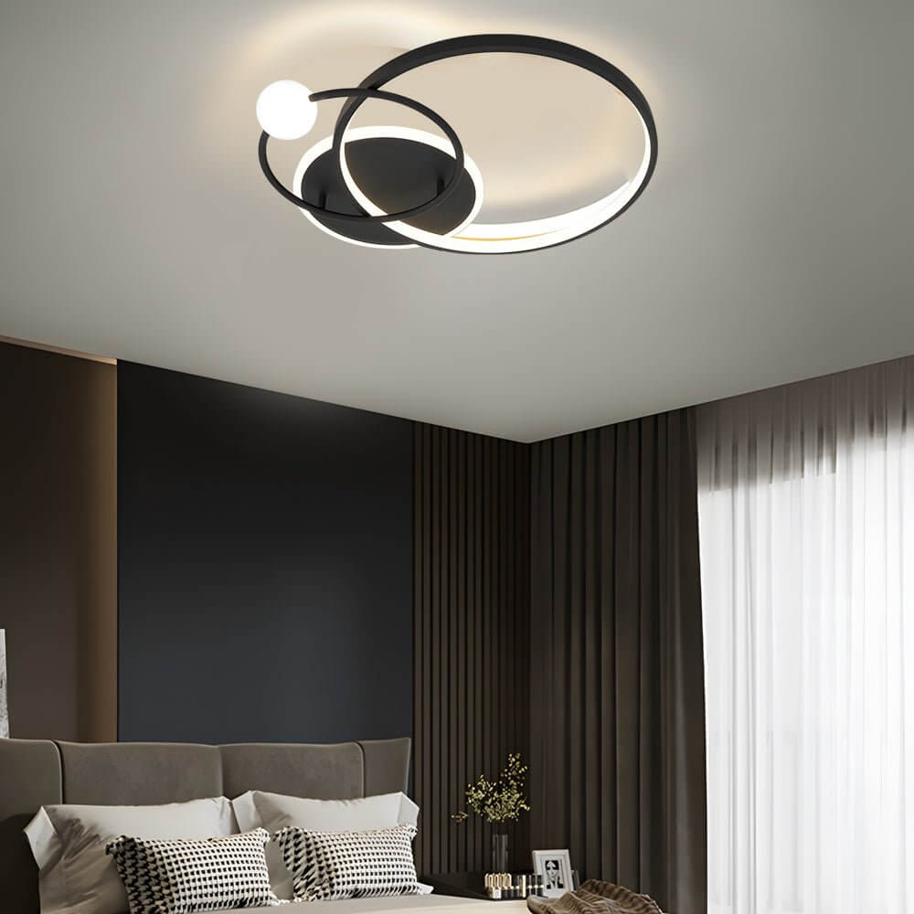 Modern Geometric LED Flush Mount Ceiling Light - 3 Rings