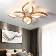 Floral Oak Wood Semi Flush Mount Ceiling Light - 3/4/5 Lights