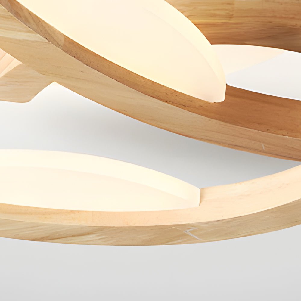 Floral Oak Wood Semi Flush Mount Ceiling Light - 3/4/5 Lights
