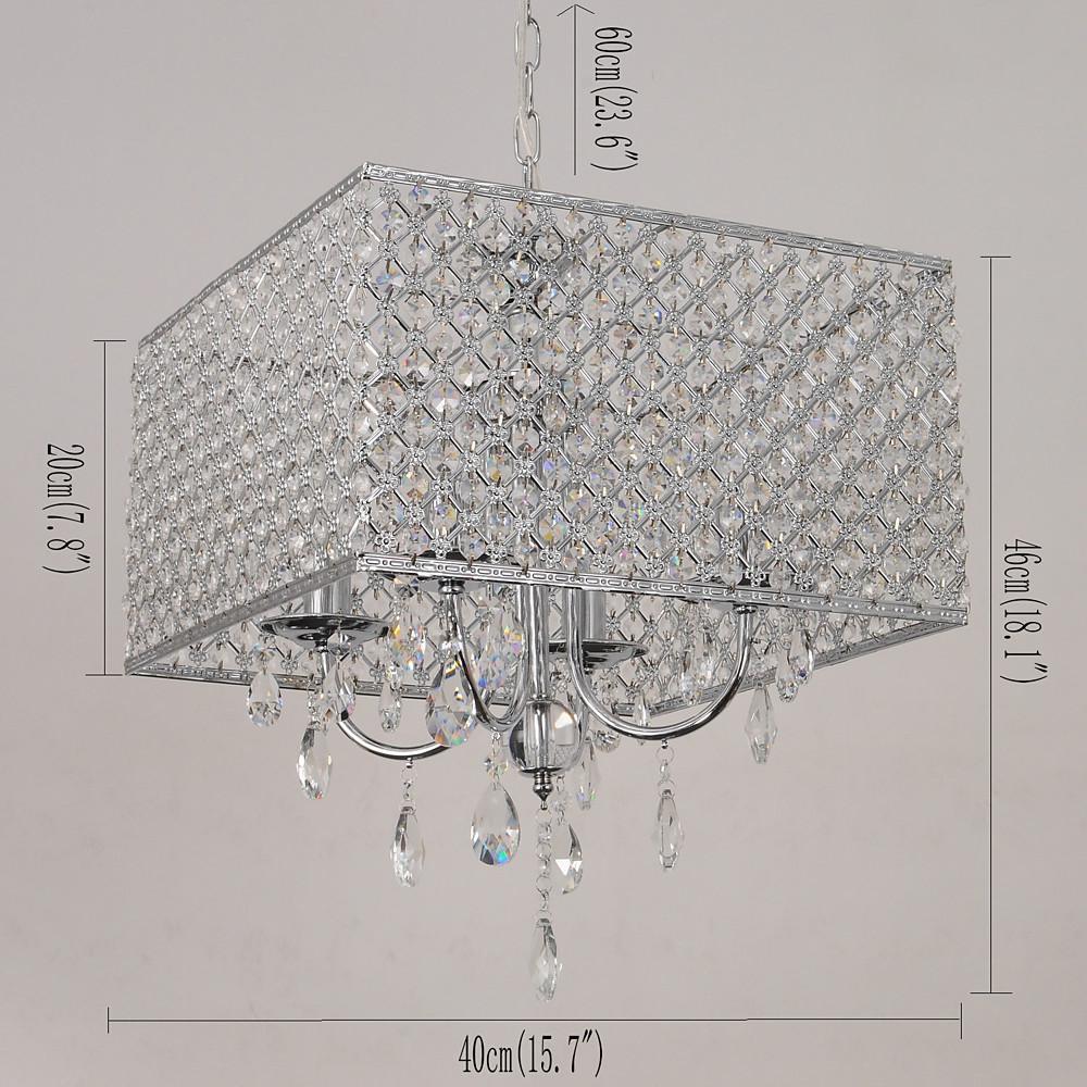 Square Electroplated Metal Glass LED Nordic Chandelier