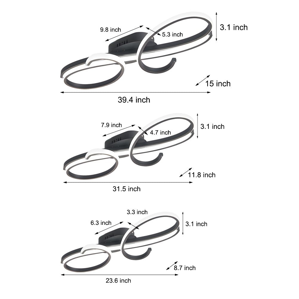 Modern Musical Note LED Ceiling Light - Aluminum Semi Flush Mount
