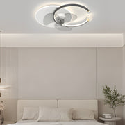 Modern Crystal Ring Flush Mount Ceiling Fan with 3-Step Dimming