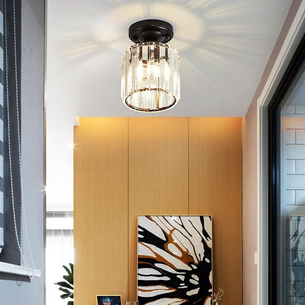 Crystal Semi-Flush Mount Ceiling Light - Modern Industrial LED