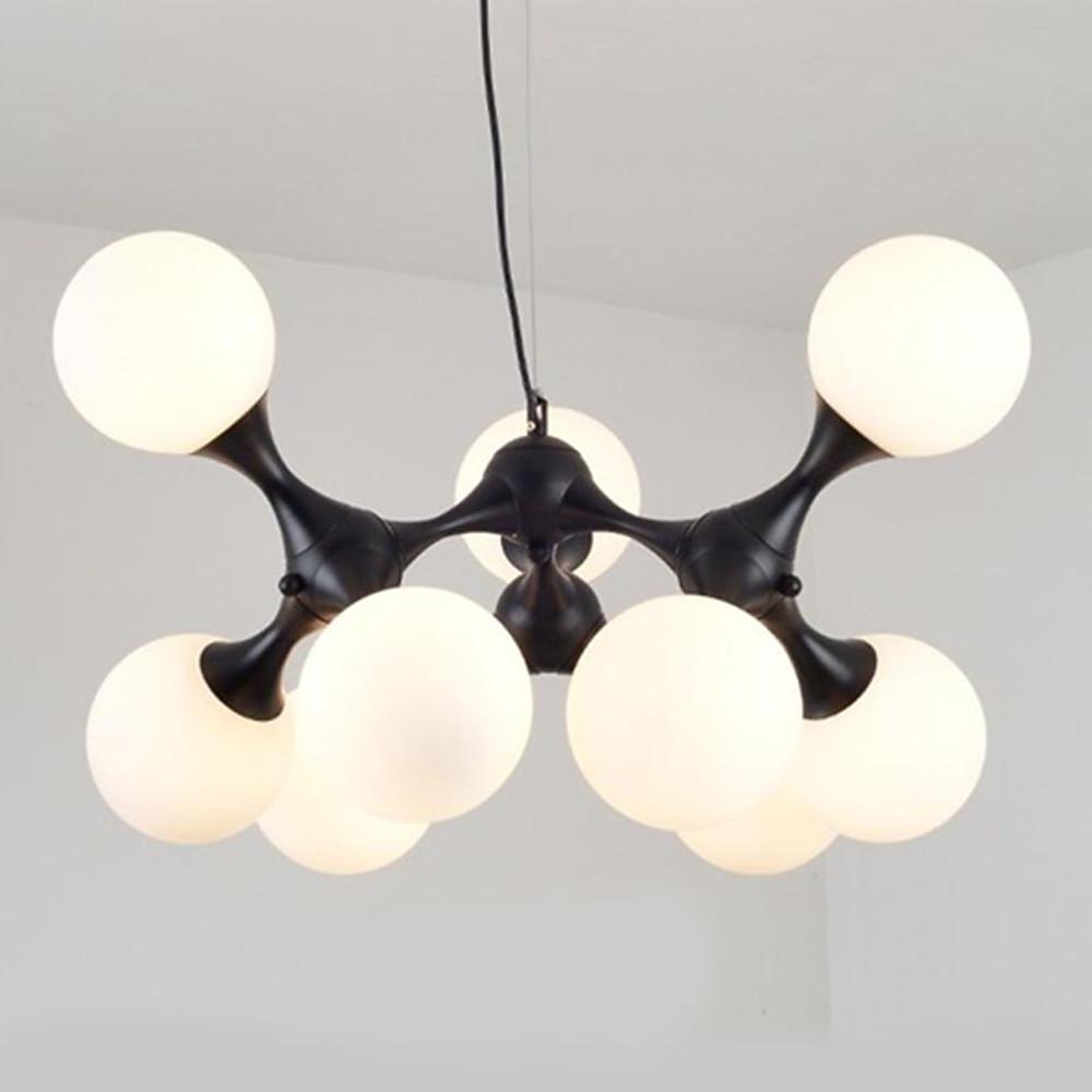 Modern Sputnik Chandelier with 9 Glass Globe Shades