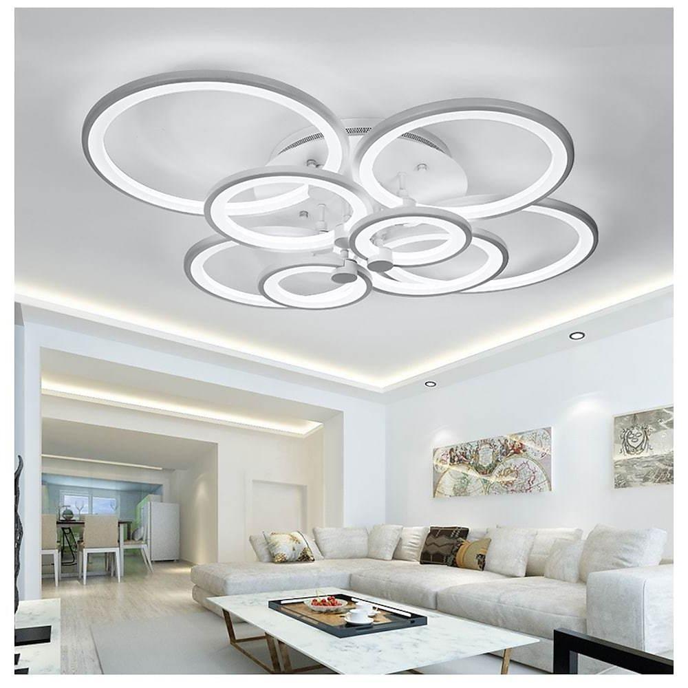 Modern Semi Flush Mount Light with Overlapping Rings - LED Ceiling