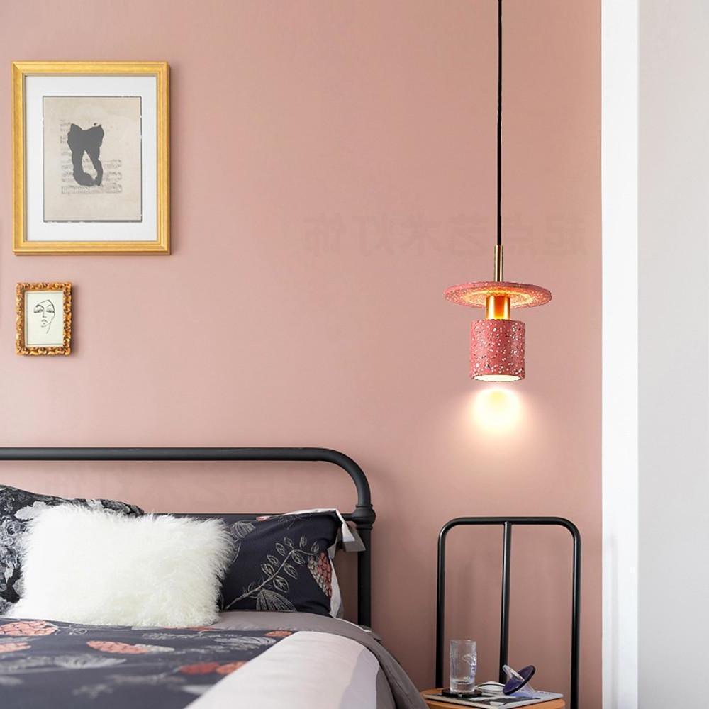 Terrazzo Cement Cylinder LED Pendant Light Modern Island Lighting