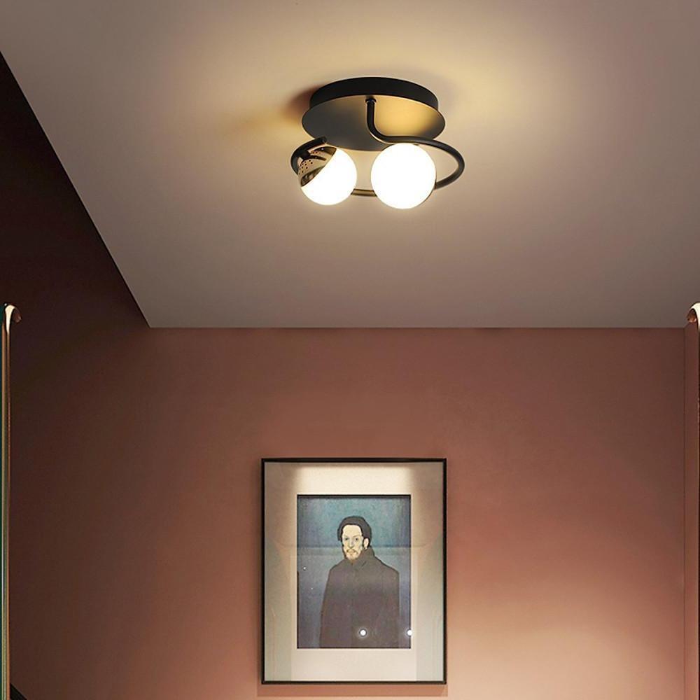 2-Light Globe LED Flush Mount Ceiling Light - Modern Nordic Style
