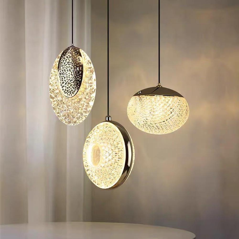 Modern Circle LED Pendant Light - Electroplated Metal & Acrylic
