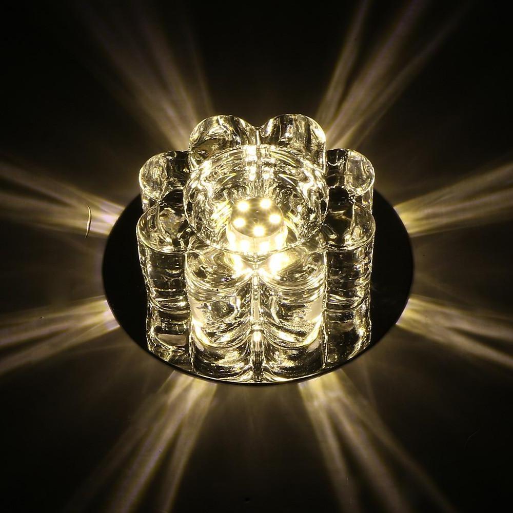 Crystal Flower Flush Mount LED Ceiling Light - Modern Electroplated