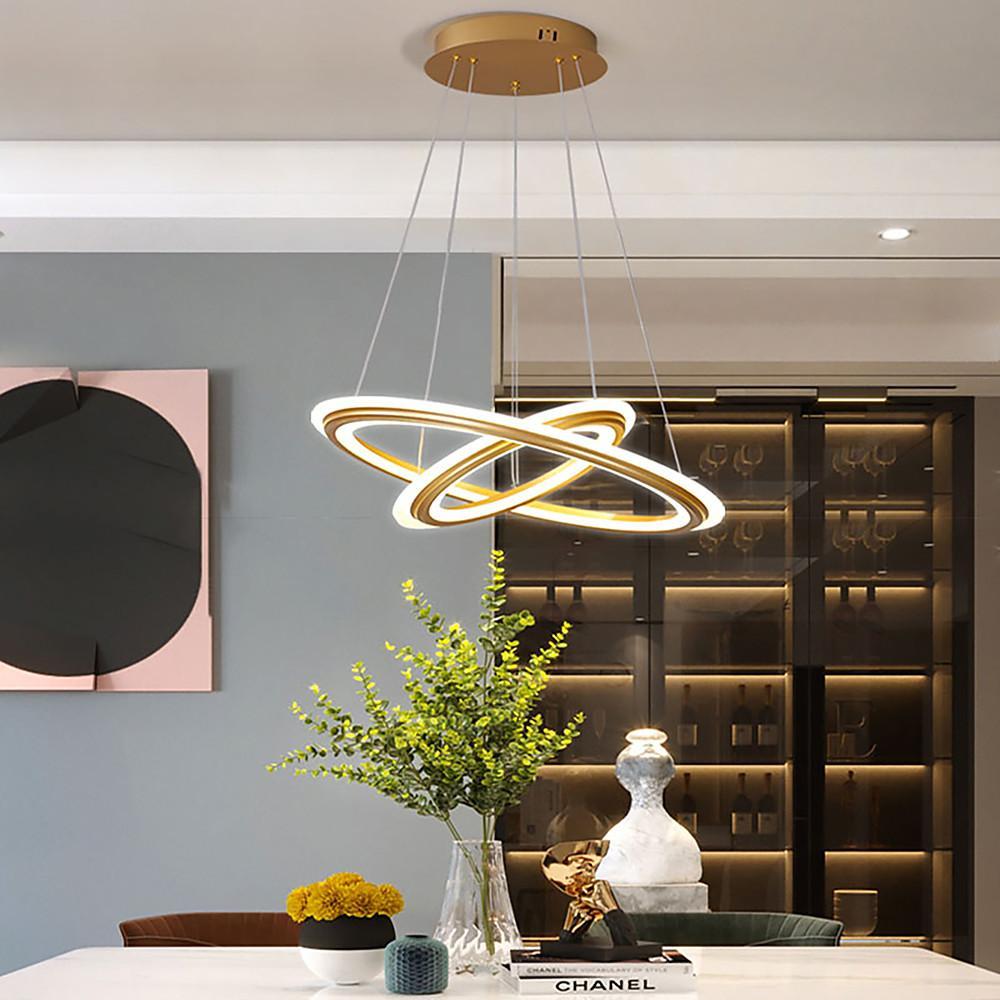 Nordic 2-Light LED Circle Chandelier – Aluminum & Acrylic