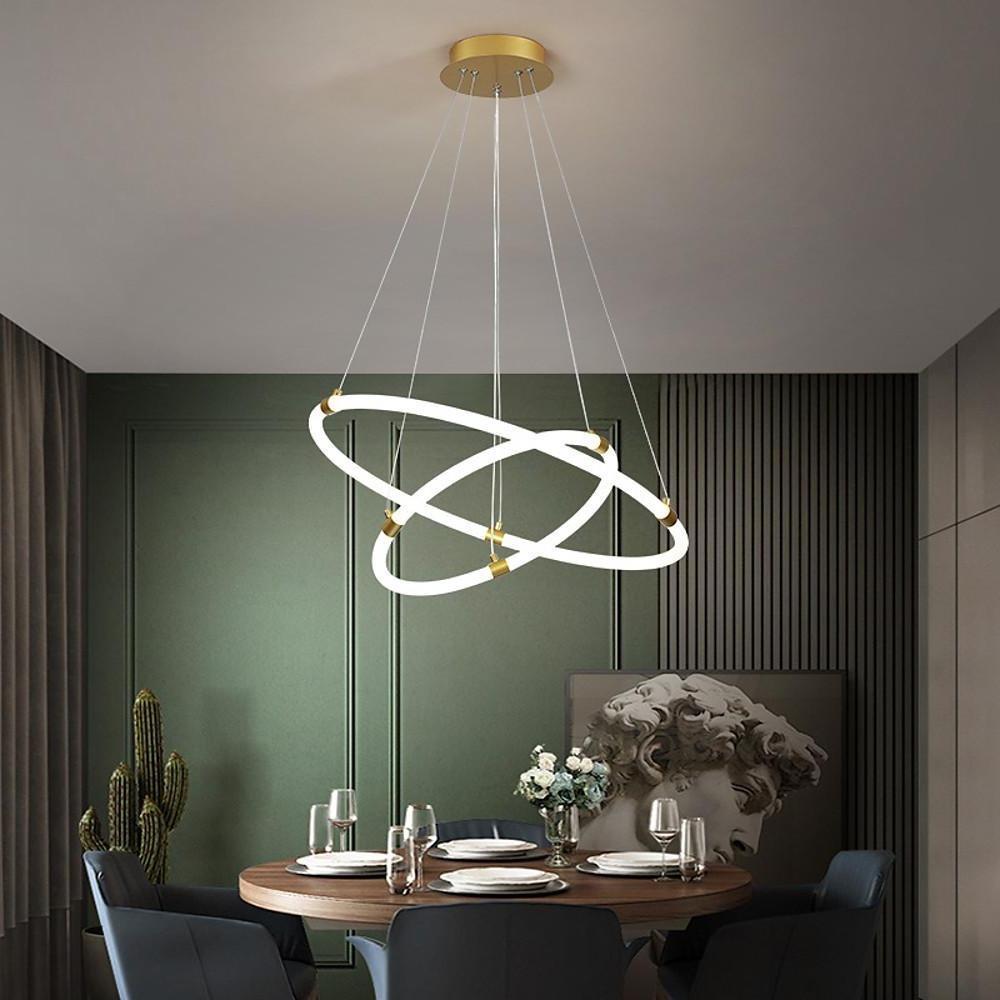 Modern Circular LED Chandelier - 2/3-Light Gold Metal & Acrylic