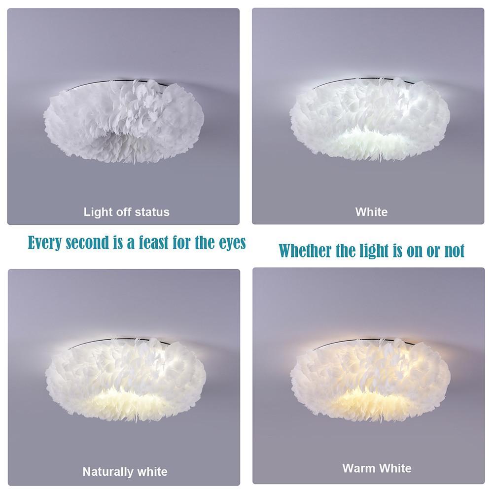 Nordic Feather Flush Mount Ceiling Light - Round LED Chandelier