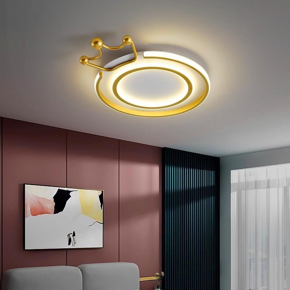 Circle Crown LED Flush Mount Ceiling Light - Modern Geometric Metal