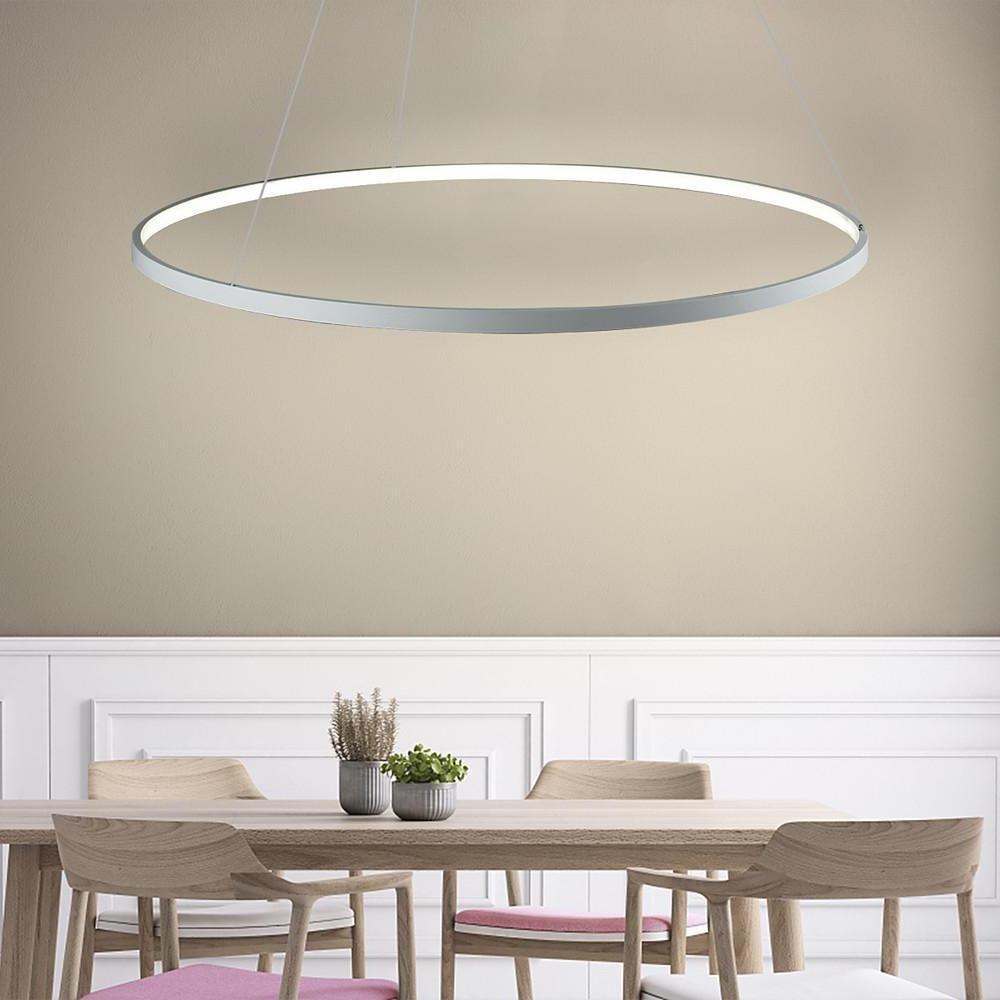 Modern Ring Pendant Light 30W LED Dimmable Black Metal Acrylic