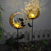 Solar Garden Stake Light with Hollow Iron Frame & Glass Globe