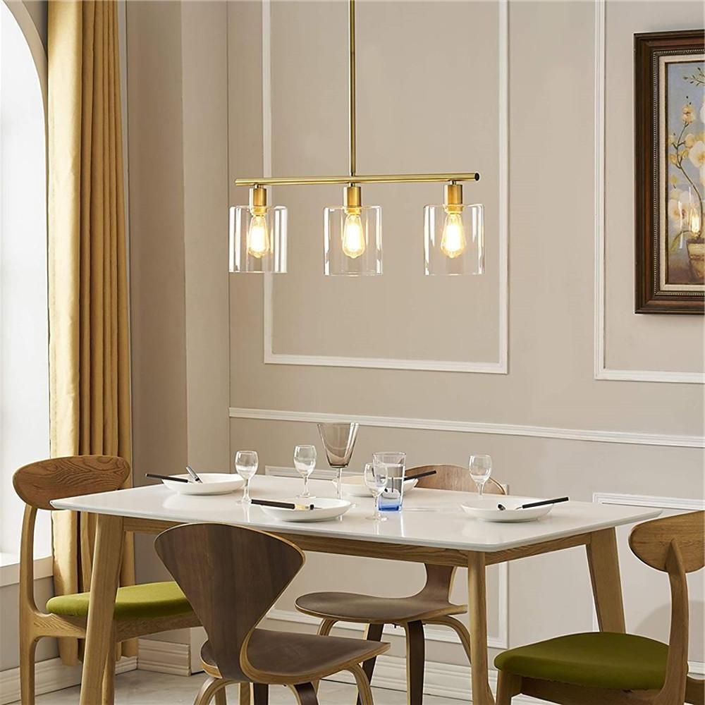 3-Light Vintage Lantern Pendant - Metal & Glass Dining Room Light