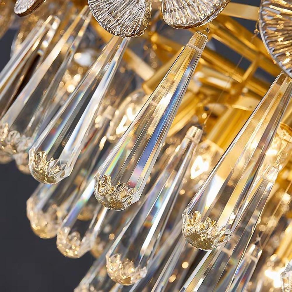 Modern Crystal Candelabra Flush Mount Ceiling Light LED 20 Inch